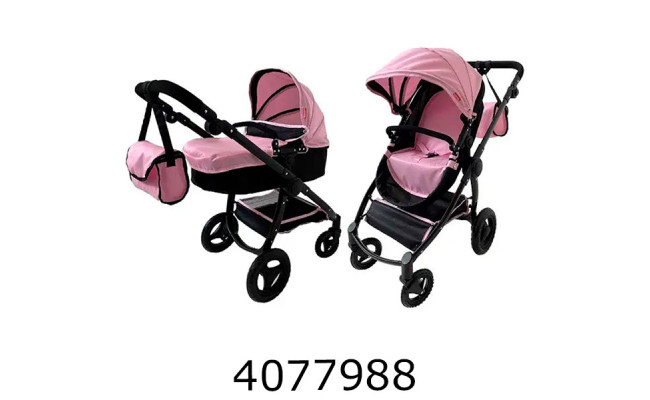 Візочок метал. для ляльки 2в1з сумкою CARRELLO ULTRA 52.5*15*38см (1) 9696+BAG PINK