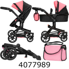 Візочок метал. для ляльки 2в1з сумкою CARRELLO FORTUNA 54.5*14.5*38.5см (1) 9695+BAG PINK