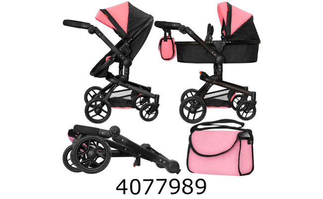 Візочок метал. для ляльки 2в1з сумкою CARRELLO FORTUNA 54.5*14.5*38.5см (1) 9695+BAG PINK