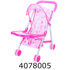 Візочок метал. для ляльки з козирком і столиком (1/24/48) 888-21