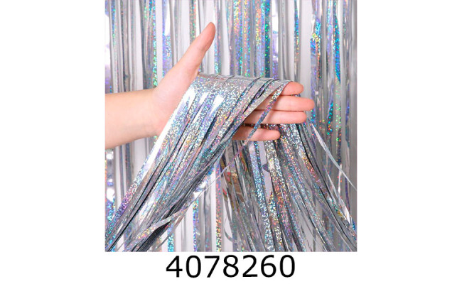 Шторка фольгована для фотозони Блискуча срібло N-1441