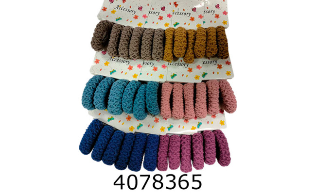 Резинка для волосся ціна за 36 шт12*3 шт на планшетці 4 см темні з блакитною велюр