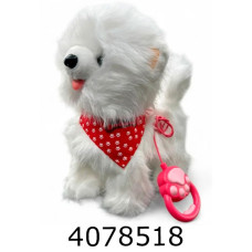 Собачка м'яка іграшка муз. ходить співає рухає язичком Шпіц 30см в кульку