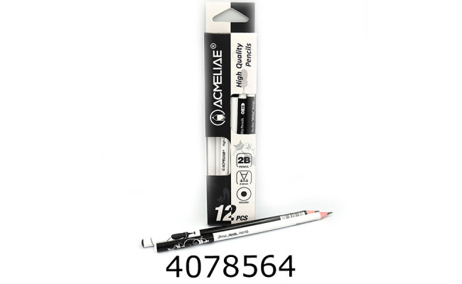 Олівець графіт. Acmeliae White& Black 24мм 2B кар. уп. (43207) (144) 43207