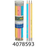 Олівець графіт. Buromax PASTEL НВ з гумкою туба-20шт. (20/240) BM.8526-20