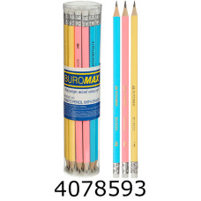 Олівець графіт. Buromax PASTEL НВ з гумкою туба-20шт. (20/240) BM.8526-20