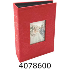 Ф/а 100ф. 10*15см РР46100-1 (рамка шкіра тисн. квіти)(48) червоний 46100-1