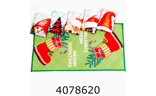 Набір рушників новорічних мікрофібра 6шт З Новим Роком 25*50 см ціна за 6 шт Li-523-8-C-120