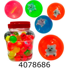 Мяч гумовий пригун 3.2см в банці з іграшкою (30) 25-194