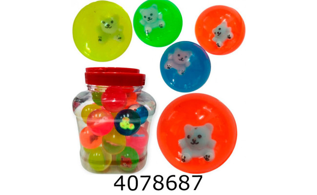 Мяч гумовий пригун 4.5см в банці з іграшкою (30) 25-195