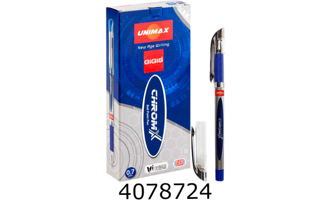 Ручка кульк. Unimax ChromX синя 07мм (12) UX-119-02