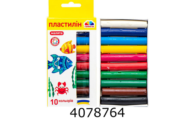 Пластилін Гамма Малята восковий 10 кол. 100г карт. уп. (20) 100306