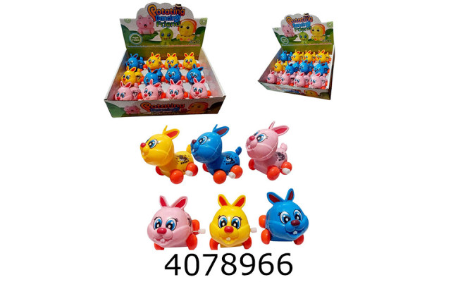 Заводна іграшка Зайчик 3 види в дисплей-боксі (12/480) BT-8700-2