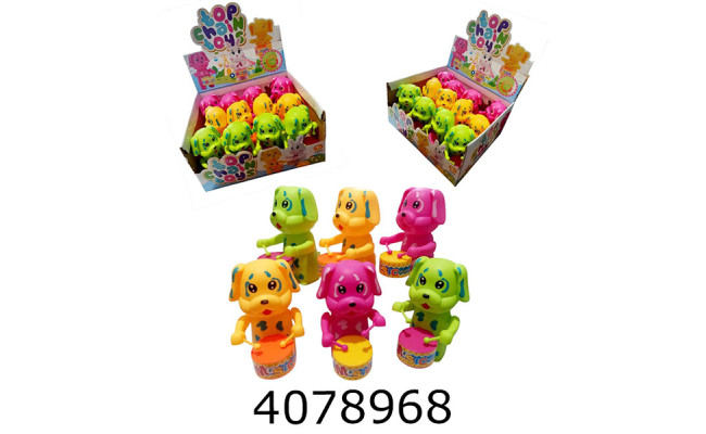 Заводна іграшка Звірі з барабаном 3 види в дисплей-боксі (12/432) BT-8700-8