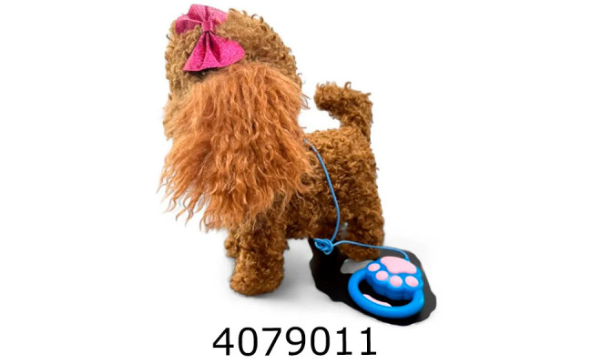 Собачка м'яка іграшка муз. ходить співає рухає язичком Тойпудель 30см в кульку