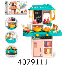 Кухня з набором посуду в коробці муз. світ. ллється вода + аксесуари 43пред. 63*22*455см (12) 889-257