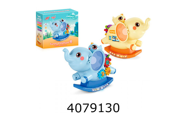 Муз. Слон-гойдалка в коробці 2 кол. на батар. світ.  175*15*9см (48) HD9329