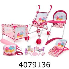 Набір для ляльки в коробці візочок стільчик манеж сумка аксесуари 21 пред. (4) T818049