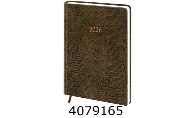 Щоденник А5 дат. 2026р. Поліграфіст Cryluxe 176 арк. лін. обкл. баладек коричневий (10) 240-P-1322