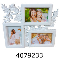 Фоторамка пластик Колаж 3 фото Квіти біла JK-39