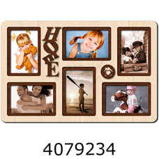 Фоторамка пластик Колаж 6 фото 10*15см (Home)(світле дерево)(18) 51*33 см 036B