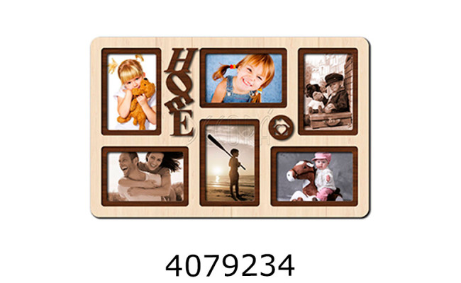 Фоторамка пластик Колаж 6 фото 10*15см (Home)(світле дерево)(18) 51*33 см 036B
