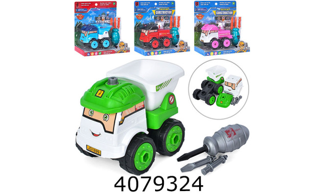 Конструктор з викруткою машинка на листі 4 види12см (48) JD1899-3A