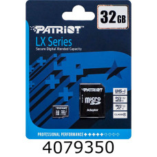 Micro-SDHC 32GB Patriot LX (UHS-1) class10 (адаптер)
