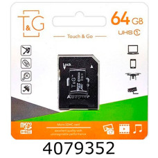 Micro-SDXC 64Gb T&G (UHS-1) class10 (адаптер)