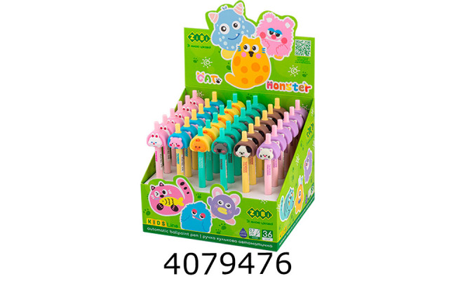 Ручка кульк. авт. ZiBi Animal Pie 07 мм синя (36) ZB.2114