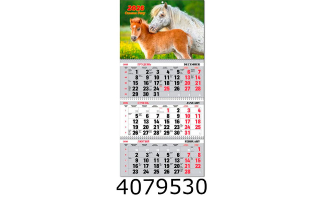 Календар 2026 настін. кварт. 3 спір. Експрес Удачі Квіти (20) BG3 26-07