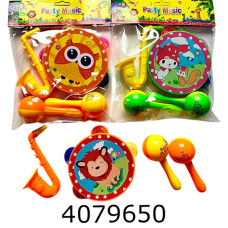 Муз. інструменти 3 види мікс бубон маракаси саксофон в кульку 25*21*5см (90/180) 2887-3