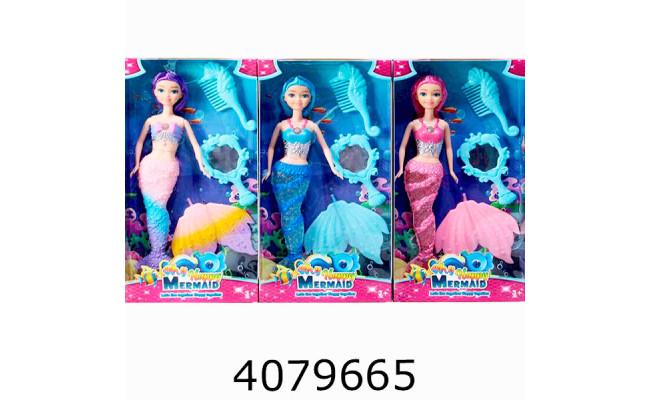 Лялька Русалка в коробці + аксесуари 3 кольори 30 см 34*5*24см (36/72) YX206