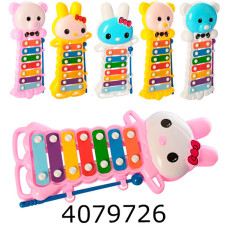 Ксилофон в кульку 3 кольори 7 тонів паличка 23*10*1см (180) 8860AB