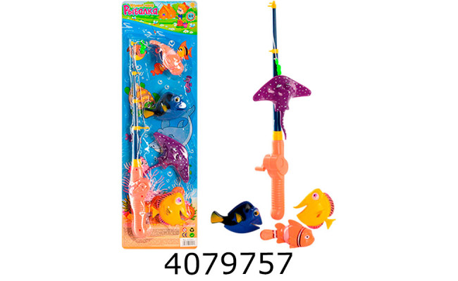 Риболовля 2 вудочки 9 морських тварин магніт на листі 58*36*3см (30/60) M 0041 U/R