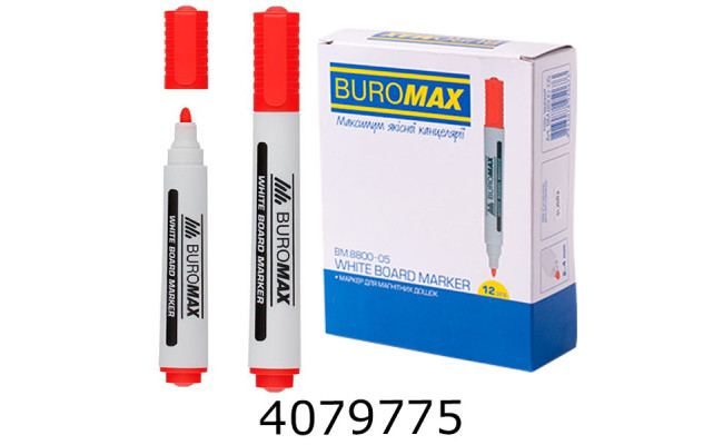 Маркер сухостир. Buromax. 2-4мм червоний (12) BM.8800-05