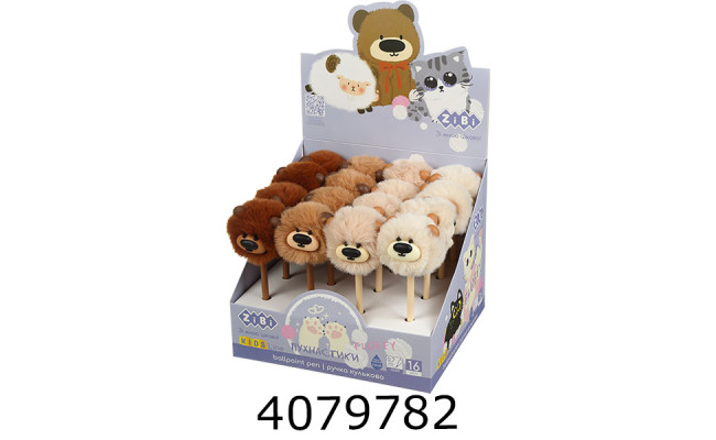 Ручка кульк. ZiBi Fluffy Big Bear 07 мм синя (16) ZB.2019