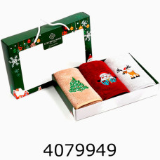 Набір рушників новорічних мікрофібра 3 шт в коробці 25*50 см 501-97-C-99