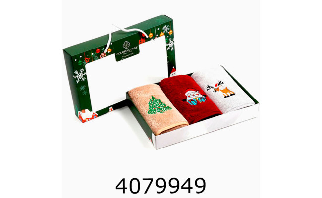 Набір рушників новорічних мікрофібра 3 шт в коробці 25*50 см 501-97-C-99