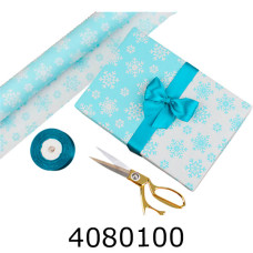 Папір подар. 70*80см новорічний Сніжинка біла на тіфані 70г/квм 255-7120