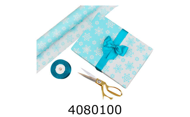 Папір подар. 70*80см новорічний Сніжинка біла на тіфані 70г/квм 255-7120