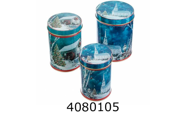 Коробка залізна. для подарунків Новорічна (3 в 1) 63-982