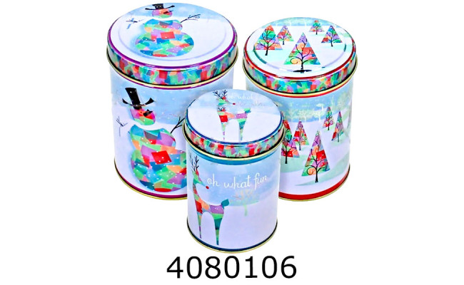 Коробка залізна. для подарунків Новорічна (3 в 1) 63-999