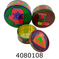 Коробка залізна. для подарунків Новорічна (3 в 1) 63-1125