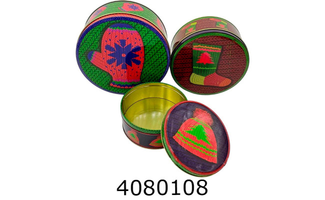 Коробка залізна. для подарунків Новорічна (3 в 1) 63-1125