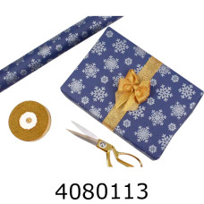 Папір подар. 70*800см Новорічний Срібні сніжинки в рулоні 70г/м2 255-4099