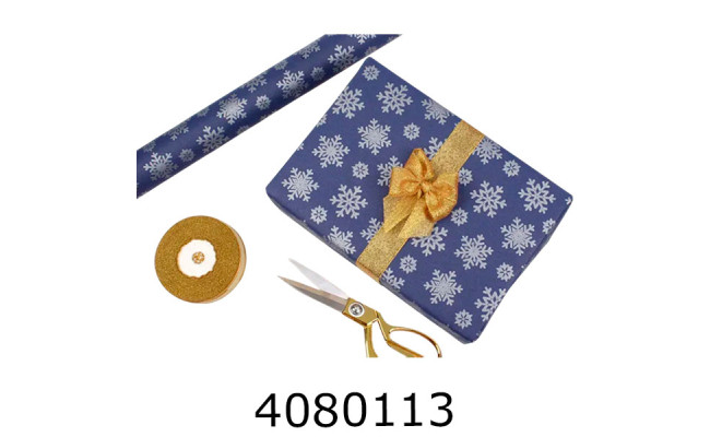 Папір подар. 70*800см Новорічний Срібні сніжинки в рулоні 70г/м2 255-4099