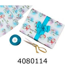 Папір подар. 70*100см новорічний Сніговик з плямами 15 аркушів 80г/м 255-5607