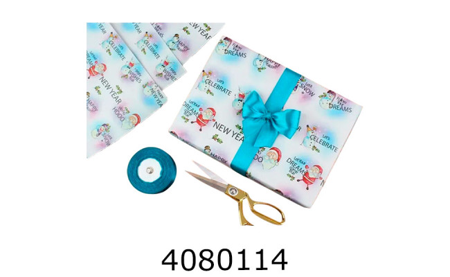 Папір подар. 70*100см новорічний Сніговик з плямами 15 аркушів 80г/м 255-5607