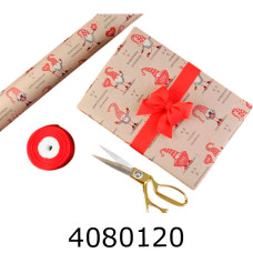 Папір подар. 70*80см Новорічний Гноми в рулоні 70г/квм 255-2644